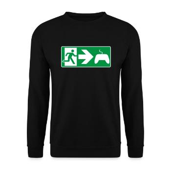 Emergency Exit Gaming Gamer Controller - Unisex Sweatshirt - black - Front - Alina (178cm) & Michal (187cm)