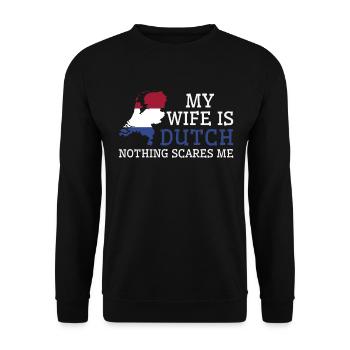 Nothing Scares Me My Wife Is Dutch Husband - Unisex Sweatshirt - black - Front - Alina (178cm) & Michal (187cm)