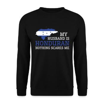 Nothing Scares Me My Wife Is Honduran Husband - Unisex Sweatshirt - black - Front - Alina (178cm) & Michal (187cm)
