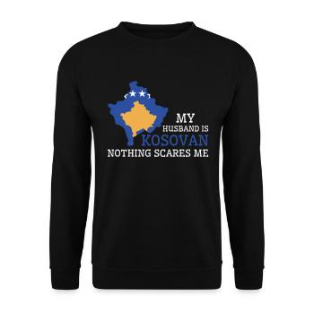 Nothing Scares Me My Wife Is Kosovan Husband - Unisex Sweatshirt - black - Front - Alina (178cm) & Michal (187cm)