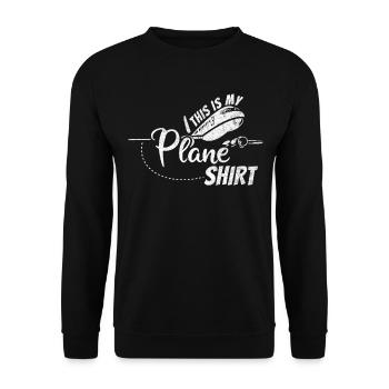 Vacation Travel Quote - This Is My Plane - Unisex Sweatshirt - black - Front - Alina (178cm) & Michal (187cm)