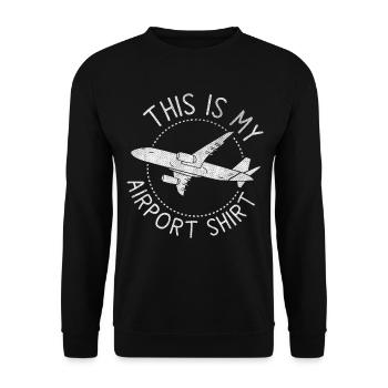 Vacation Travel Quote - This Is My Airport - Unisex Sweatshirt - black - Front - Alina (178cm) & Michal (187cm)