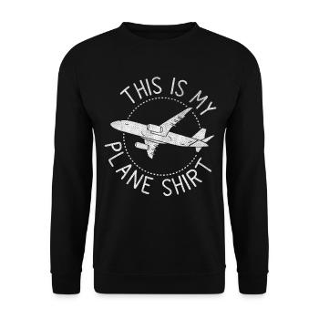 Vacation Travel Quote - This Is My Plane - Unisex Sweatshirt - black - Front - Alina (178cm) & Michal (187cm)