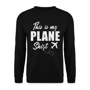 Vacation Travel Quote - This Is My Plane - Unisex Sweatshirt - black - Front - Alina (178cm) & Michal (187cm)