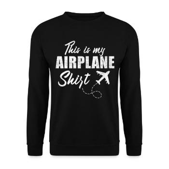 Vacation Travel Quote - This Is My Airplane - Unisex Sweatshirt - black - Front - Alina (178cm) & Michal (187cm)