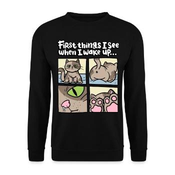 Die Ersten Dinge, Die Ich Sehe, Wenn Ich Aufwache - Unisex Pullover - Schwarz - Vorne - Alina (178cm) & Michal (187cm)