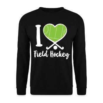 Field Hockey Heart I Love Field - Unisex Pullover - Schwarz - Vorne - Alina (178cm) & Michal (187cm)