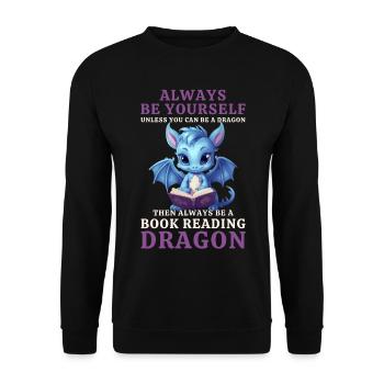 « Sois toujours toi-même » - Livres de lecture Blue Dragon - Sweat-shirt Unisexe - noir - Devant - Alina (178cm) & Michal (187cm)