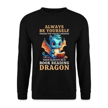 « Sois toujours toi-même » - Livres de lecture Blue Dragon - Sweat-shirt Unisexe - noir - Devant - Alina (178cm) & Michal (187cm)