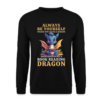 « Sois toujours toi-même » - Livres de lecture Blue Dragon - Sweat-shirt Unisexe - noir - Devant - Alina (178cm) & Michal (187cm)