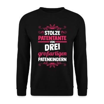 Taufe Patin Tante Patenkind Patentante - Unisex Pullover - Schwarz - Vorne - Alina (178cm) & Michal (187cm)