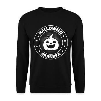 Funny Halloween Grandpa Halloween Pumpkin Hallowee - Unisex Pullover - Schwarz - Vorne - Alina (178cm) & Michal (187cm)