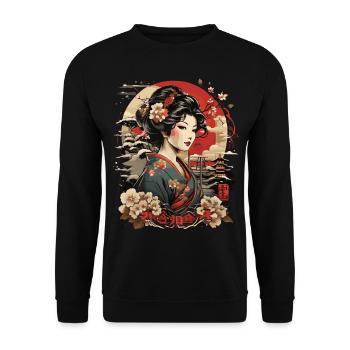 Femme dans un paysage de montagne japonais - Sweat-shirt Unisexe - noir - Devant - Alina (178cm) & Michal (187cm)
