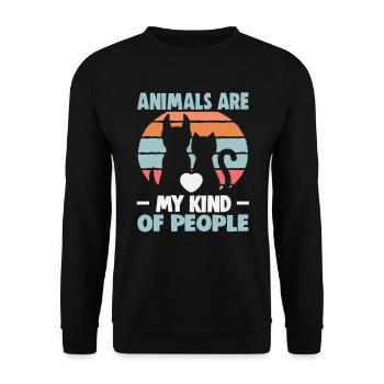 Hunderettungs Designs Für Tierrechtsaktivisten - Unisex Pullover - Schwarz - Vorne - Alina (178cm) & Michal (187cm)