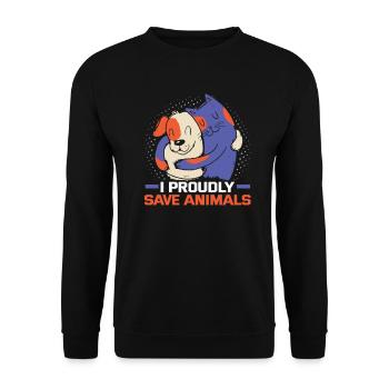 Hunderettungs Designs Für Tierrechtsaktivisten - Unisex Pullover - Schwarz - Vorne - Alina (178cm) & Michal (187cm)
