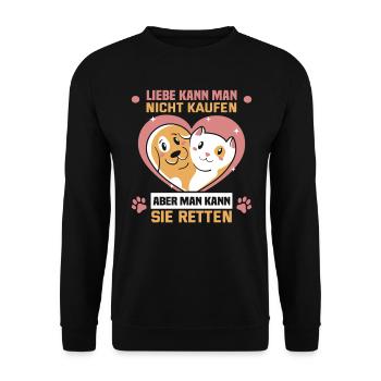 Hunderettungs Designs Für Tierrechtsaktivisten - Unisex Pullover - Schwarz - Vorne - Alina (178cm) & Michal (187cm)