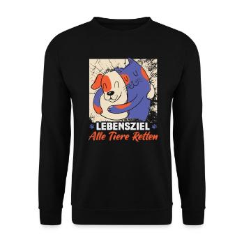 Hunderettungs Designs Für Tierrechtsaktivisten - Unisex Pullover - Schwarz - Vorne - Alina (178cm) & Michal (187cm)