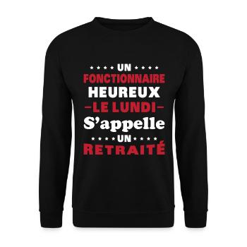 fonctionnaire heureux le lundi appelle un retraité - Sweat-shirt Unisexe - noir - Devant - Alina (178cm) & Michal (187cm)
