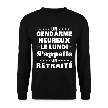 Un gendarme heureux le lundi s appelle un retraité - Sweat-shirt Unisexe - noir - Devant - Alina (178cm) & Michal (187cm)