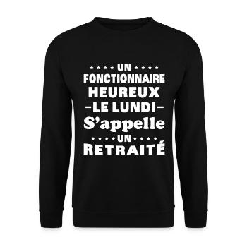fonctionnaire heureux le lundi appelle un retraité - Sweat-shirt Unisexe - noir - Devant - Alina (178cm) & Michal (187cm)