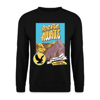 Yosemite National Park, Vintage, Tenaya Canyon - Unisex Sweatshirt - black - Front - Alina (178cm) & Michal (187cm)