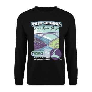 West Virginia Vintage, New River Gorge, WPA Poster - Unisex Sweatshirt - black - Front - Alina (178cm) & Michal (187cm)