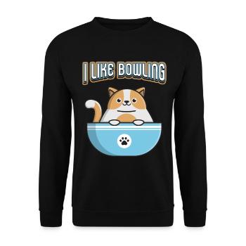 Sports, Bowling, Skittles, Cat, Funny Saying Pun - Unisex Sweatshirt - black - Front - Alina (178cm) & Michal (187cm)
