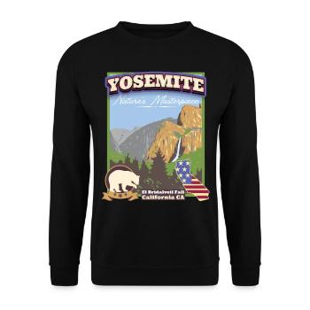 Yosemite Nationalpark, Vintage California Ca - Unisex Pullover - Schwarz - Vorne - Alina (178cm) & Michal (187cm)