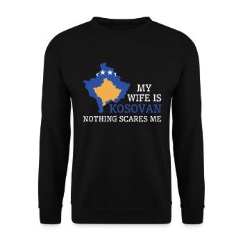 Nothing Scares Me My Wife Is Kosovan Husband - Unisex Sweatshirt - black - Front - Alina (178cm) & Michal (187cm)