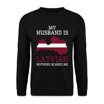 Nothing Scares Me My Wife Is Latvian Husband - Unisex Sweatshirt - black - Front - Alina (178cm) & Michal (187cm)