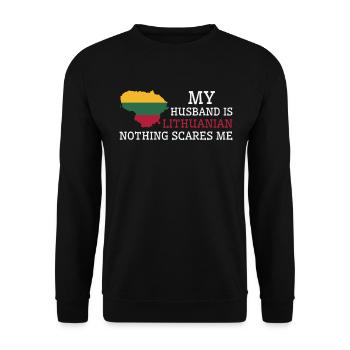 Nothing Scares Me My Wife Is Lithuanian Husband - Unisex Sweatshirt - black - Front - Alina (178cm) & Michal (187cm)