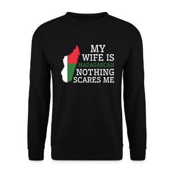 Nothing Scares Me My Wife Is Madagascan Husband - Unisex Sweatshirt - black - Front - Alina (178cm) & Michal (187cm)