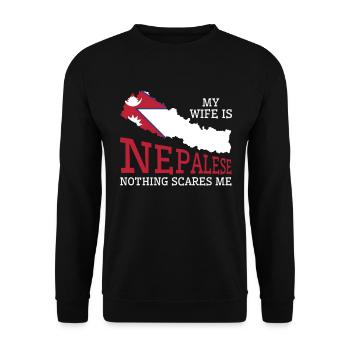Nothing Scares Me My Wife Is Nepalese Husband - Unisex Sweatshirt - black - Front - Alina (178cm) & Michal (187cm)