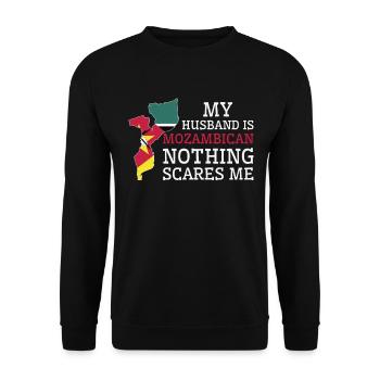 Nothing Scares Me My Wife Is Mozambican Husband - Unisex Sweatshirt - black - Front - Alina (178cm) & Michal (187cm)