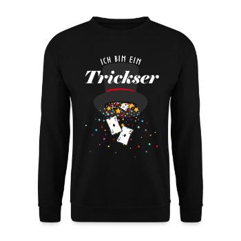 Zauberkünstler Kartenspiel Kartenzauber Magie - Unisex Pullover - Schwarz - Vorne - Alina (178cm) & Michal (187cm)