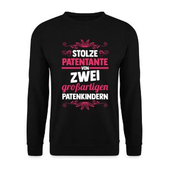 Taufe Patin Tante Patenkind Patentante - Unisex Pullover - Schwarz - Vorne - Alina (178cm) & Michal (187cm)