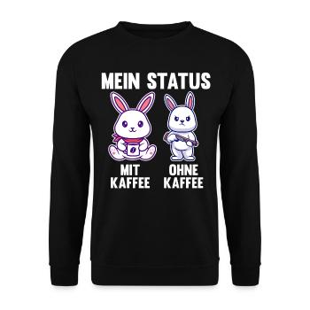 Hase Mein Status Mit Kaffee Ohne Kaffee - Unisex Pullover - Schwarz - Vorne - Alina (178cm) & Michal (187cm)
