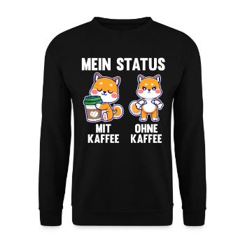 Hund Mein Status Mit Kaffee Ohne Kaffee - Unisex Pullover - Schwarz - Vorne - Alina (178cm) & Michal (187cm)