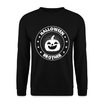 Funny Halloween Brother Halloween Pumpkin Hallowee - Unisex Pullover - Schwarz - Vorne - Alina (178cm) & Michal (187cm)