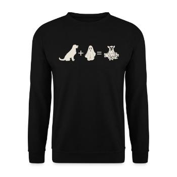 Funny Halloween Dog + Ghost = Ghost Dog - Unisex Pullover - Schwarz - Vorne - Alina (178cm) & Michal (187cm)