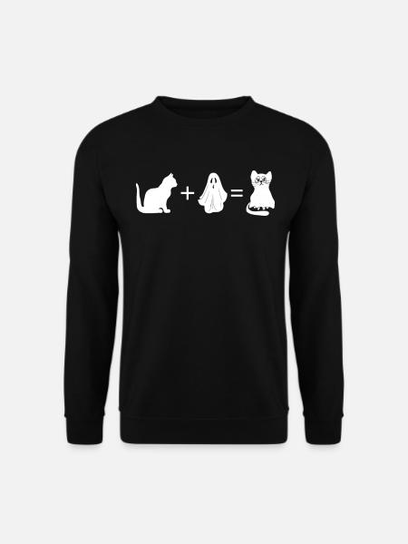Funny Halloween Cat + Ghost = Funny Cat Ghost - Unisex Pullover - Schwarz