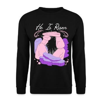 Jesus Christ Resurrection Easter Saying - Unisex Sweatshirt - black - Front - Alina (178cm) & Michal (187cm)