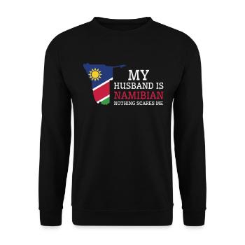 Nothing Scares Me My Wife Is Namibian Husband - Unisex Sweatshirt - black - Front - Alina (178cm) & Michal (187cm)