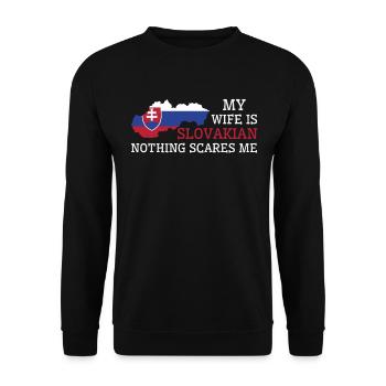Nothing Scares Me My Wife Is Slovakian Husband - Unisex Sweatshirt - black - Front - Alina (178cm) & Michal (187cm)
