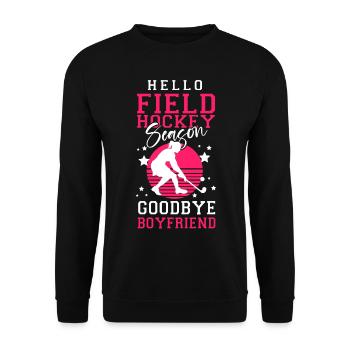 Field Hockey Hello Field Hockey - Unisex Pullover - Schwarz - Vorne - Alina (178cm) & Michal (187cm)