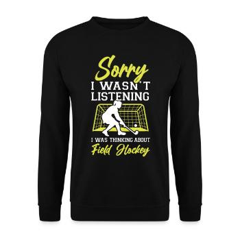 Field Hockey Sorry I Wasn't - Unisex Pullover - Schwarz - Vorne - Alina (178cm) & Michal (187cm)