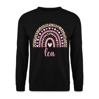 Lea Regenbogen Name Geburtstag Lea - Unisex Pullover - Schwarz - Vorne - Alina (178cm) & Michal (187cm)