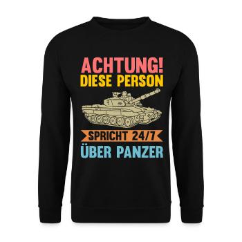 Panzerfahrer Soldat Panzer - Unisex Pullover - Schwarz - Vorne - Alina (178cm) & Michal (187cm)