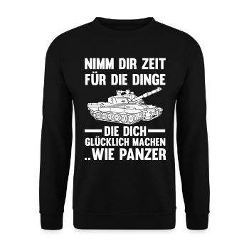 Panzerfahrer Soldat Panzer - Unisex Pullover - Schwarz - Vorne - Alina (178cm) & Michal (187cm)