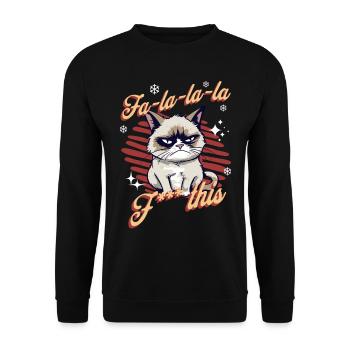 Wütende Katze Xmas Sarkastisch Lustige Katze Meme - Unisex Pullover - Schwarz - Vorne - Alina (178cm) & Michal (187cm)